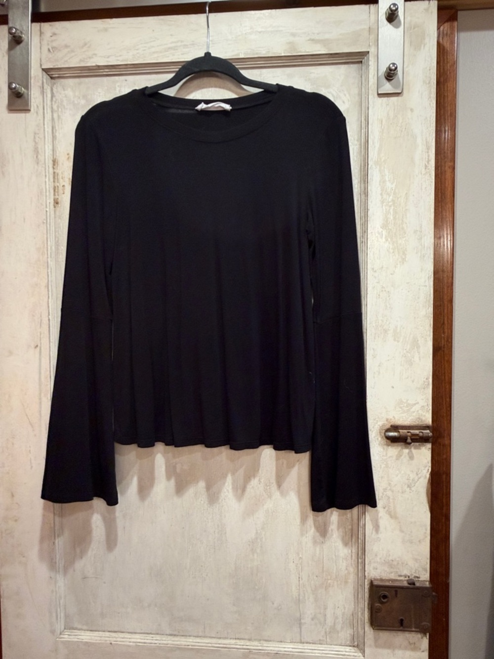 Double Zero Black Long Sleeve Flared Cuff Tee